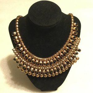 Vintage Egyptian-like black & clear rhinestone necklace